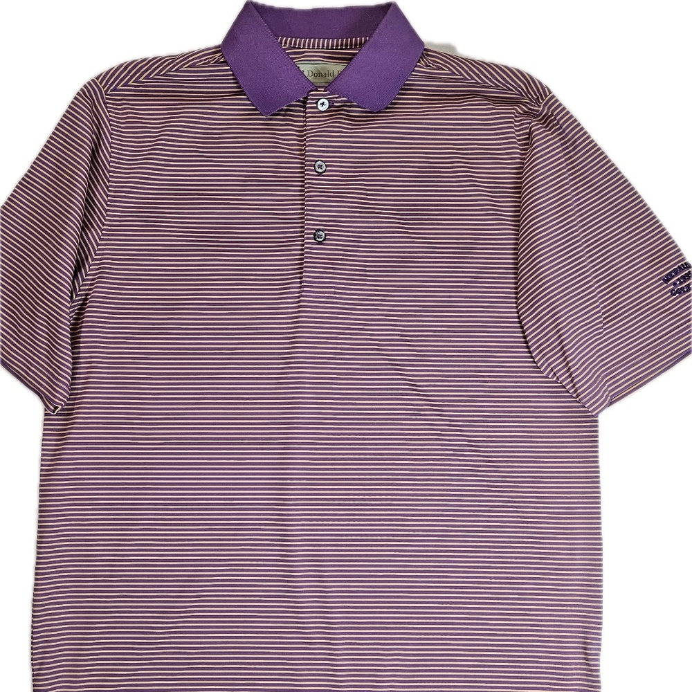 Donald Ross‎ Polo Shirt Mens Small Purple White Stripe National Golf Links NGLA